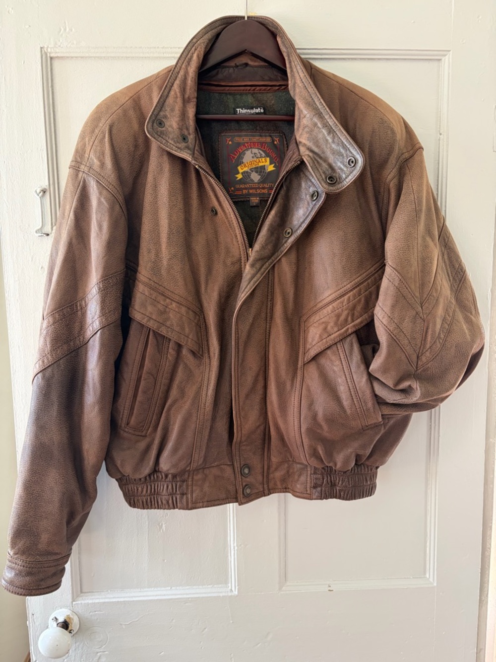 Vintage Brown Leather Aviator Flight Bomber Jacket